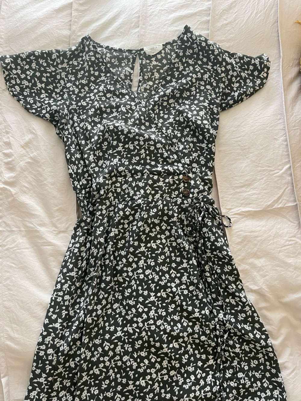 Women's Green Floral Wrap Dress